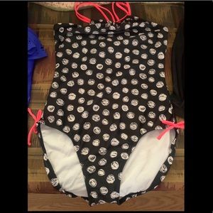 Cat & Jack girls black print one piece.